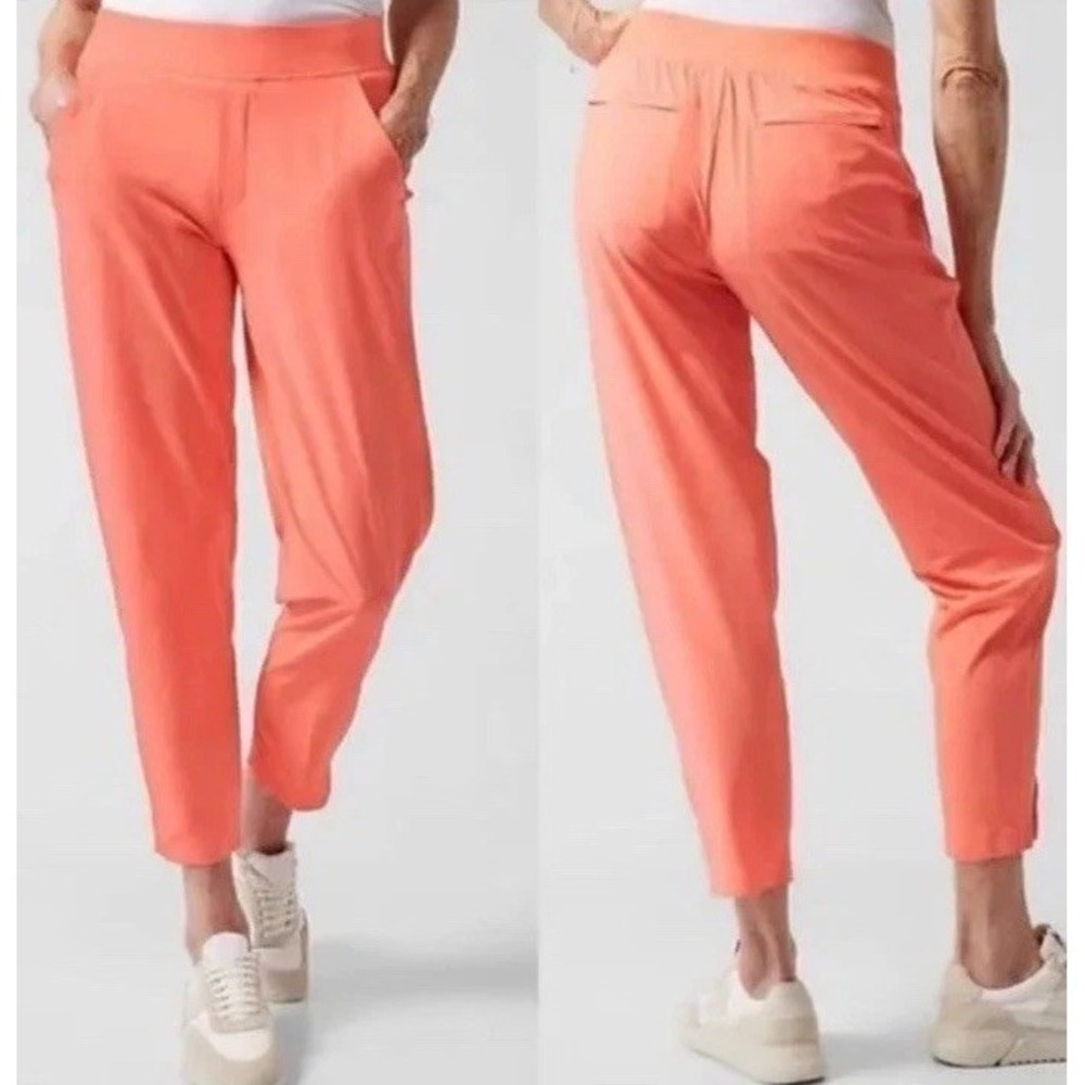 Women's Athleta Brooklyn Drapey Featherweight Ankle Pants Coral‎ Glow Sz 16